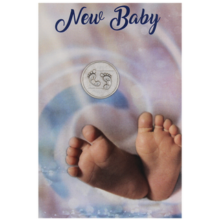 6-pack - New Baby Greeting Card with Removable Pocket Token and Envelope