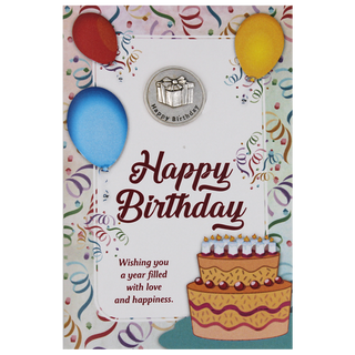 6-pack - Happy Birthday Greeting Card with Removable Pocket Token and Envelope