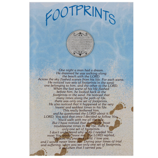 6-pack - Footprints in the Sand Greeting Card with Removable Pocket Token and Envelope