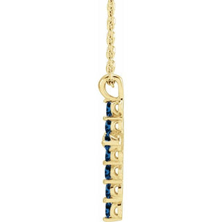 14K Yellow Lab-Grown Blue Sapphire 16-18" Necklace