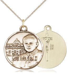 14kt Gold Filled Saint John Paul II Vatican Medal Catholic Jewelry