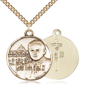 14kt Gold Filled Saint John Paul II Vatican Medal Catholic Jewelry