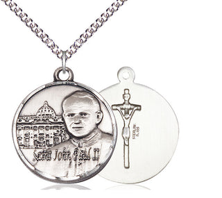 Sterling Silver Saint John Paul II Vatican Medal Catholic Jewelry