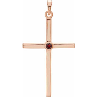 14K Rose Natural Mozambique Garnet Cross Pendant