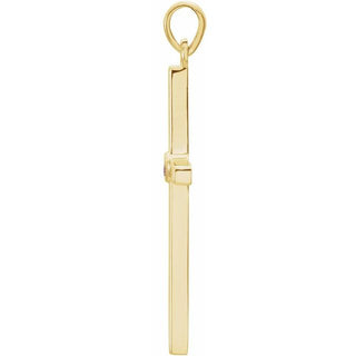 14K Yellow Natural Pink Tourmaline Cross Pendant