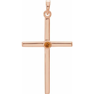14K Rose Natural Citrine Cross Pendant