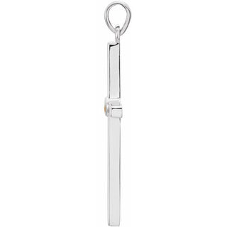14K White Natural Citrine Cross Pendant