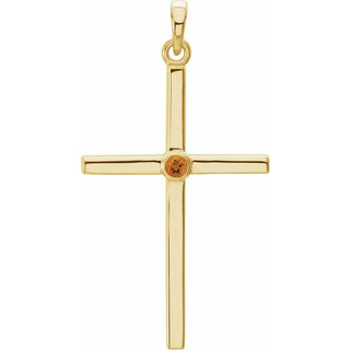 14K Yellow Natural Citrine Cross Pendant
