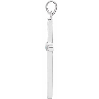 14K White Natural Blue Zircon Cross Pendant