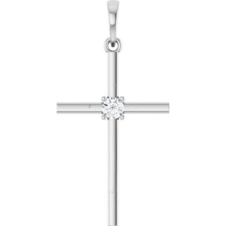 Sterling Silver 1/10 CT Natural Diamond Cross Pendant