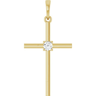 14K Yellow 1/10 CT Natural Diamond Cross Pendant