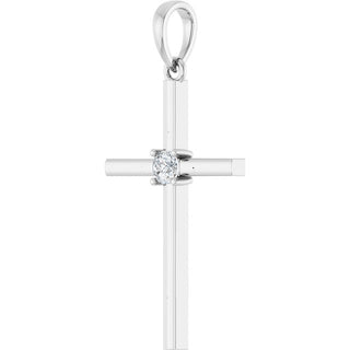 Sterling Silver 1/10 CT Natural Diamond Cross Pendant