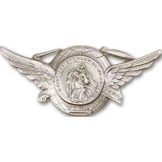 Silver Finish Saint Christopher Visor Clip