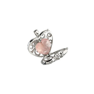 Sterling Silver Natural Rose Quartz Always in my Heart Locket 18" Necklace 