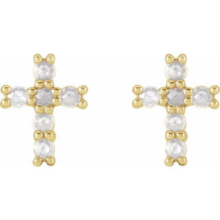 14K Yellow 1/5 CTW Rose-Cut Natural Diamond Cross Earings