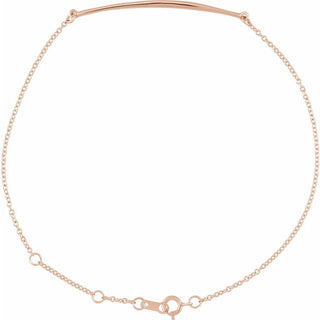 14K Rose Curved Bar 6 1/2-7 1/2" Bracelet