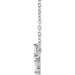 Platinum 1/8 CTW Rose-Cut Natural Diamond Sideways Cross 16-18" Necklace 