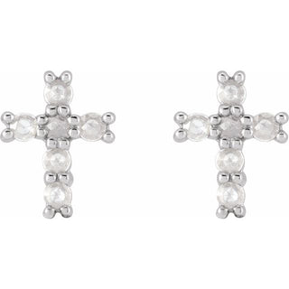 14WH 1/5 CTW Rose-Cut Natural Diamond Cross Earings
