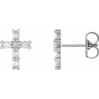 Platinum 1/5 CTW Rose-Cut Natural Diamond Cross Earings