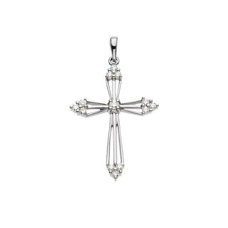 14K White 1/4 CTW Natural Diamond Cross Pendant 