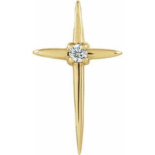 14K Yellow .03 CT Natural Diamond Cross Pendant