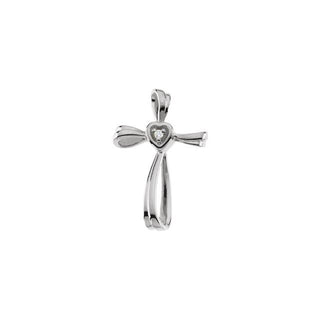 14K White .02 CTW Natural Diamond Cross Pendant 