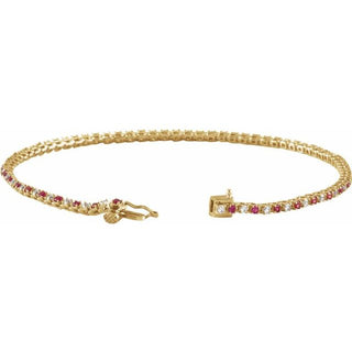 14K Yellow Natural Ruby & 5/8 CTW Natural Diamond Line 7 1/4" Bracelet