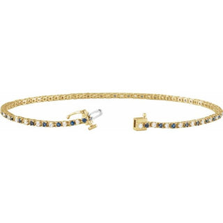 14K Yellow Natural Blue Sapphire & 5/8 CTW Natural Diamond Line 7 1/4" Bracelet
