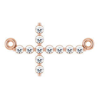 14K Rose 1/5 CTW Natural Diamond Sideways Cross Necklace Center