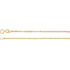 16-inch Diamond-Cut Singapore Chain with Spring Ring - 14K Yellow Gold