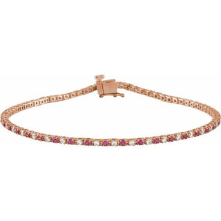 14K Rose Natural Ruby & 5/8 CTW Natural Diamond Line 7 1/4" Bracelet