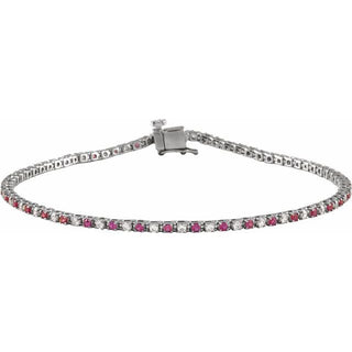 14K White Natural Ruby & 5/8 CTW Natural Diamond Line 7 1/4" Bracelet