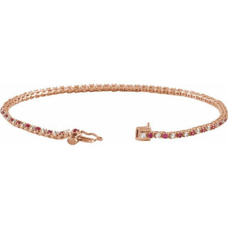 14K Rose Natural Ruby & 5/8 CTW Natural Diamond Line 7 1/4" Bracelet