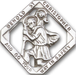 Silver Finish Saint Christopher Visor Clip