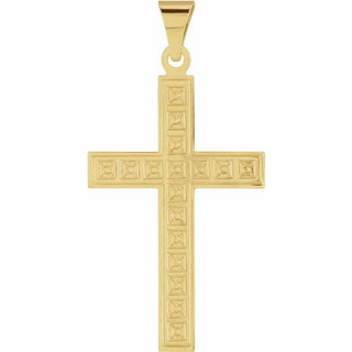 14K Yellow 28x18 mm Geometric Cross Pendant