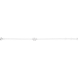 14K White .07 CTW Natural Diamond Initial W 6-7" Bracelet