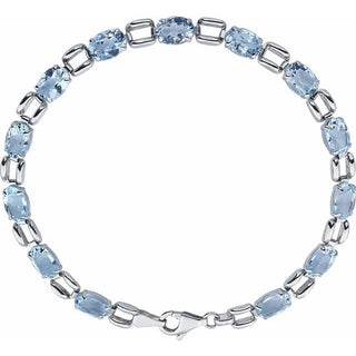 14K White 7x5 mm Oval Natural Sky Blue Topaz 7 1/4" Bracelet