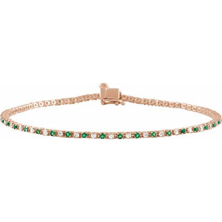 14K Rose Natural Emerald & 5/8 CTW Natural Diamond Line 7 1/4" Bracelet