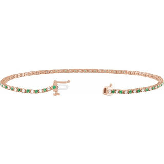 14K Rose Natural Emerald & 5/8 CTW Natural Diamond Line 7 1/4" Bracelet