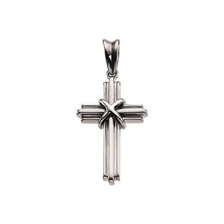 14K White 26.25x17.75 mm Cross Pendant
