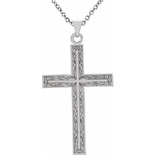 14K White 24.5x14 mm Cross 18" Necklace  
