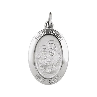 Sterling Silver 19x13.5 mm Saint Joseph Medal