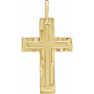 14K Yellow 24.47x13.4 mm Textured Cross Pendant