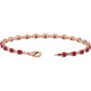 14K Rose Lab-Grown Ruby 7 1/4" Line Bracelet