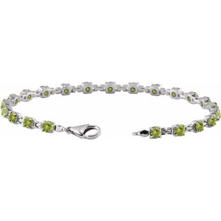 14K White Natural Peridot 7 1/4" Line Bracelet