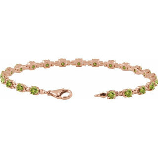 14K Rose Natural Peridot 7 1/4" Line Bracelet