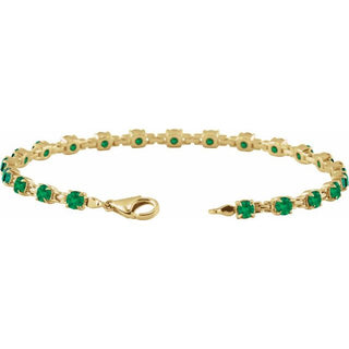 14K Yellow Lab-Grown Emerald 7 1/4" Line Bracelet