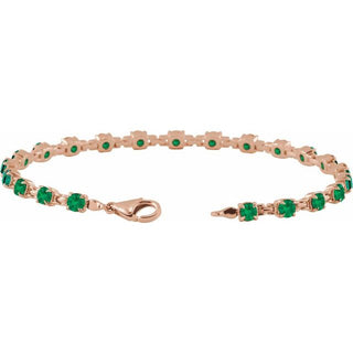 14K Rose Lab-Grown Emerald 7 1/4" Line Bracelet