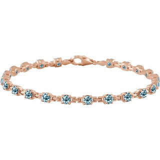 14K Rose Natural Sky Blue Topaz 7 1/4" Line Bracelet