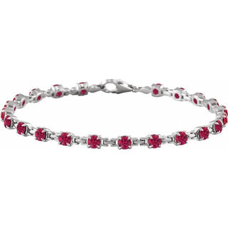 14K White Lab-Grown Ruby 7 1/4" Line Bracelet